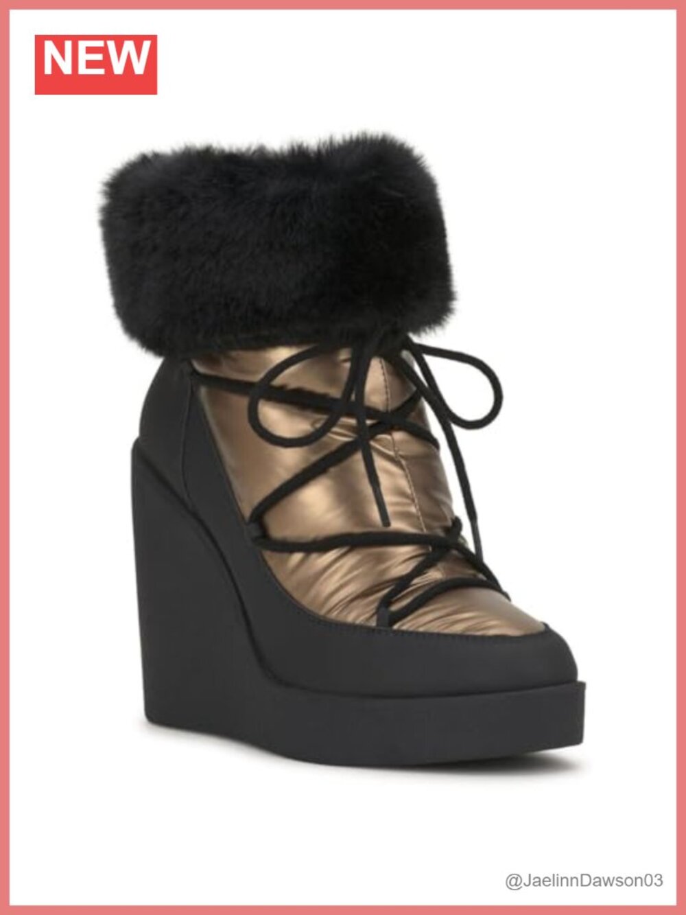 Faux Leather Ankle Bootie Wedge Heel Lace-Up Casual Party Boot